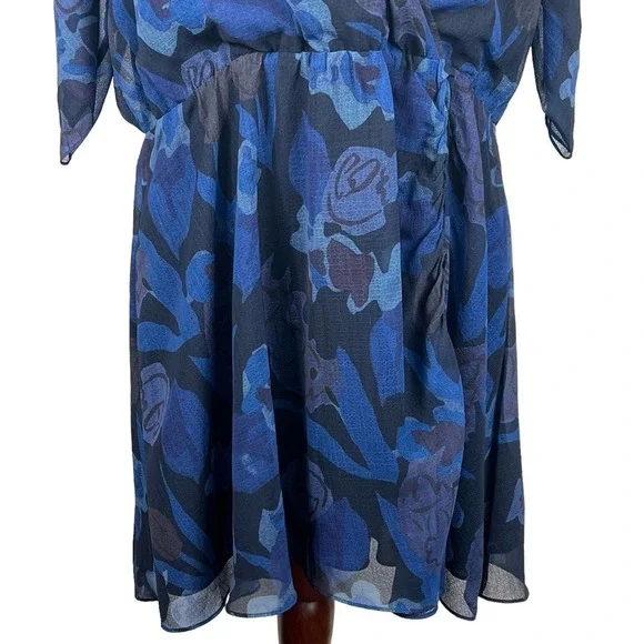 TED BAKER JULEAH RUCHED SLEEVED MINI DRESS BLUE, US SIZE 16-18 NWT - Picture 6 of 16